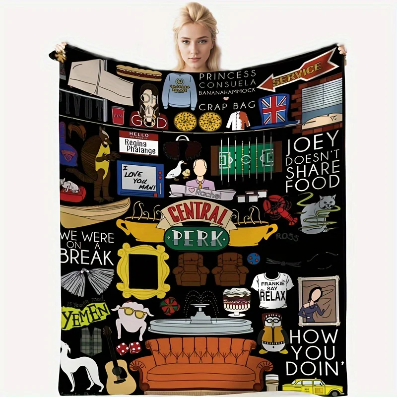 1pc 슈퍼 소프트 플란넬 프린트 친구 TV 쇼 담요 - 침대, 소파, 소파용 아늑한 양털 던지기 - 친구 팬을 위한 완벽한 선물