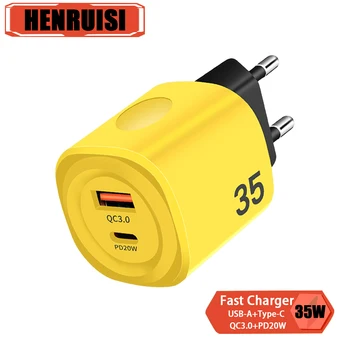 35W PD tipi C şarj ab/abd Plug hızlı USB şarj duvar şarj Samsung iPhone Xiaomi cep telefonu adaptörü hızlı şarj 3.0