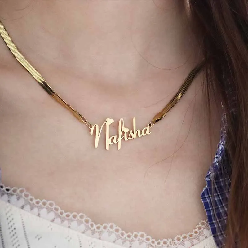 اسم مخصص قلادة Necklace4mm ثعبان سلسلة للنساء شخصية اسم قلادة المختنق الفولاذ المقاوم للصدأ مجوهرات الزفاف هدية