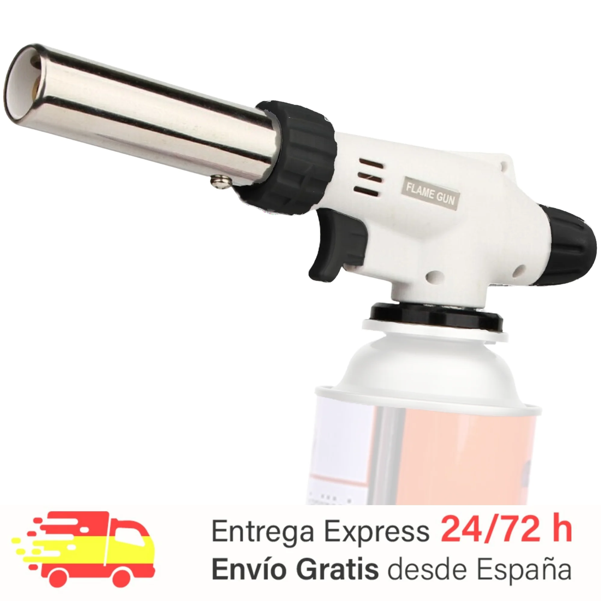 𝗦𝗼𝗽𝗹𝗲𝘁𝗲 𝗱𝗲 𝗖𝗼𝗰𝗰𝗶𝗻𝗮 𝗮 𝗮, Mini torch in aluminum and ABS, high temperature resistant tube, safety lock, Ideal for barbecue and cooking (Gas not included)