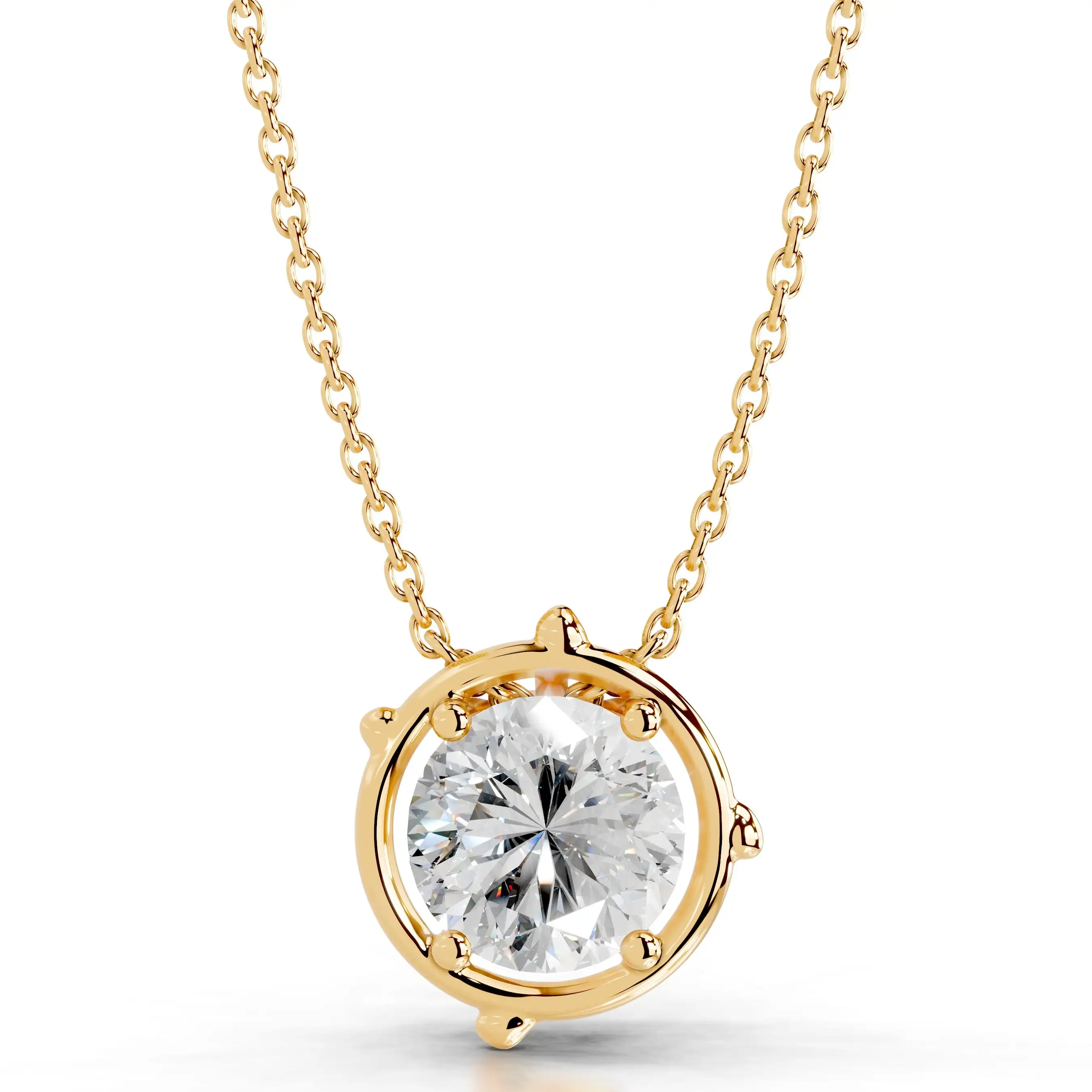 GEM'S BALLET Ornate 2.0ct 8mm Round Moissanite Pendant Necklace in 925 Sterling Silver Vintage-Inspired Necklace Gift For Her
