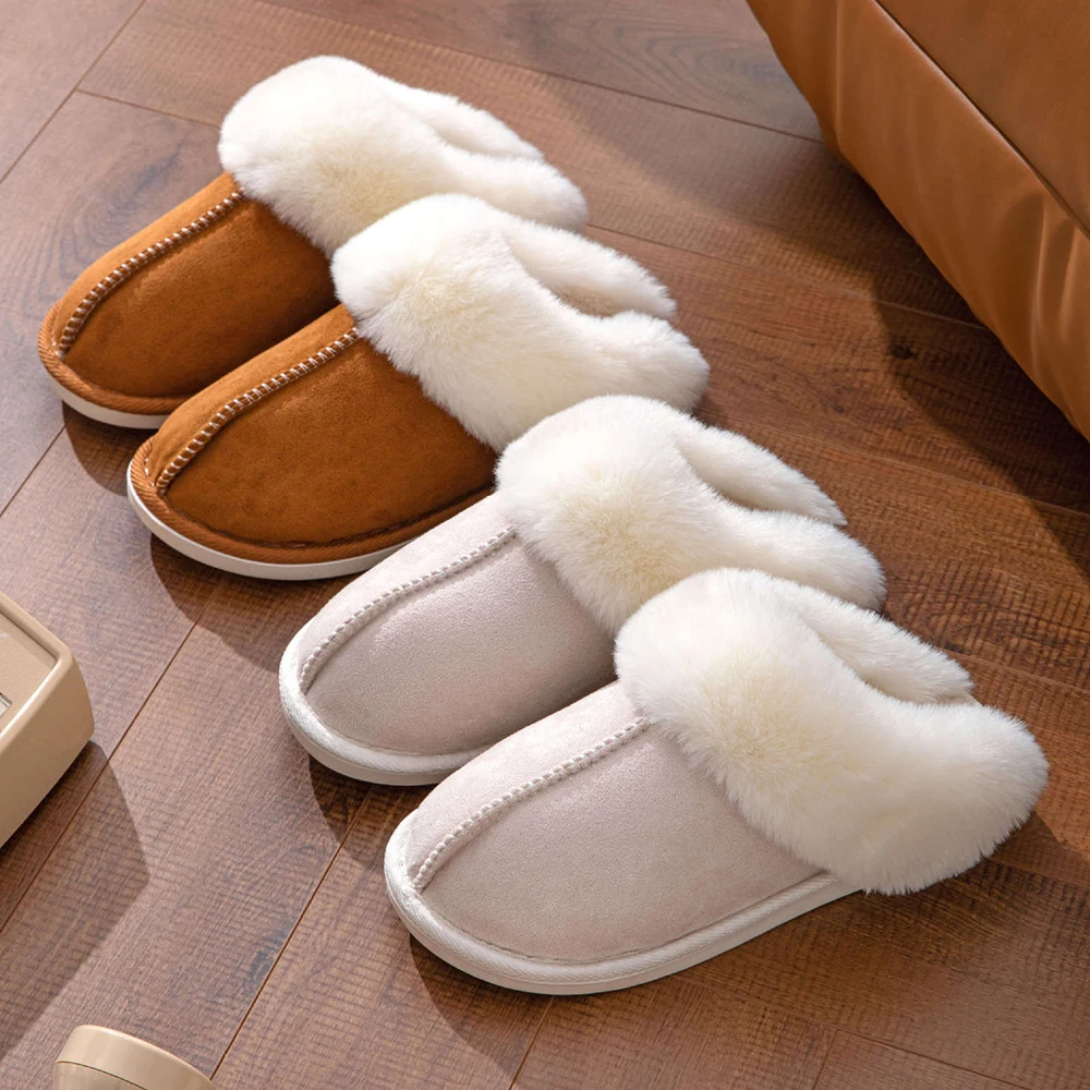 Suede women winter woolly slippers indoor office winter woolly indoor