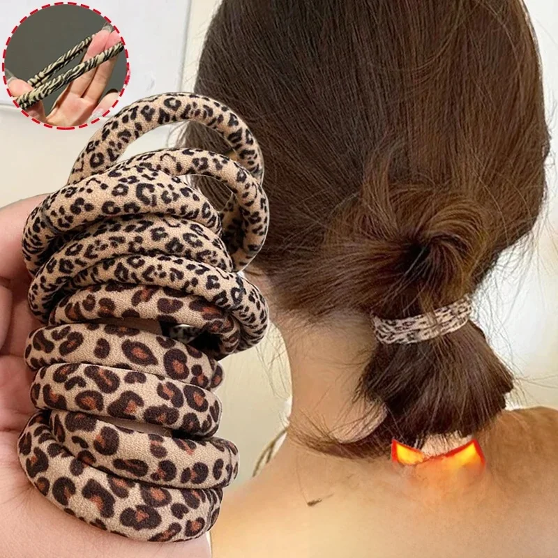 5 sztuk wzór w cętki wysokie elastyczne gumki do włosów Scrunchie krawaty wysoka elastyczność kucyk Holder kobiety dziewczęta gumki do włosów akcesoria linowe — zdjęcie 2