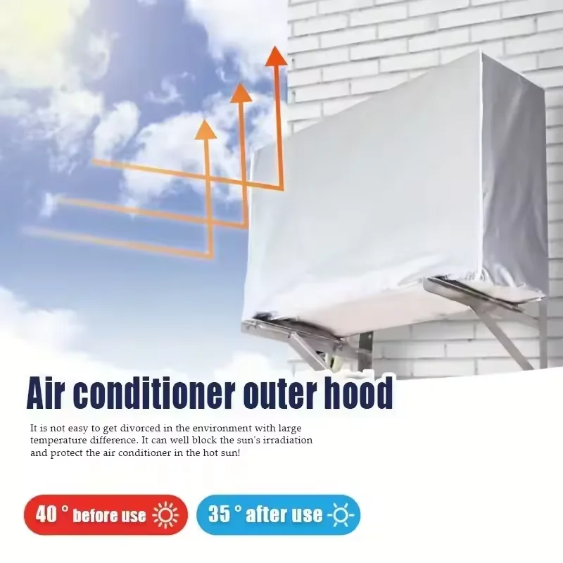 Air Conditioner Cover Waterproof Dustproof Outdoor AC Protective Cover Sunproof Rainproof Snowproof AC Cleaning Cover