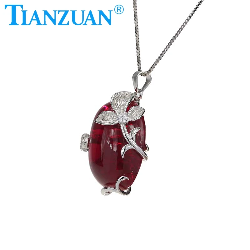 New Design Flower Wrapped Ruby Pendant 18x25mm 45ct Simulation Ruby Corundum for Pendant Necklace Fashion Jewelry