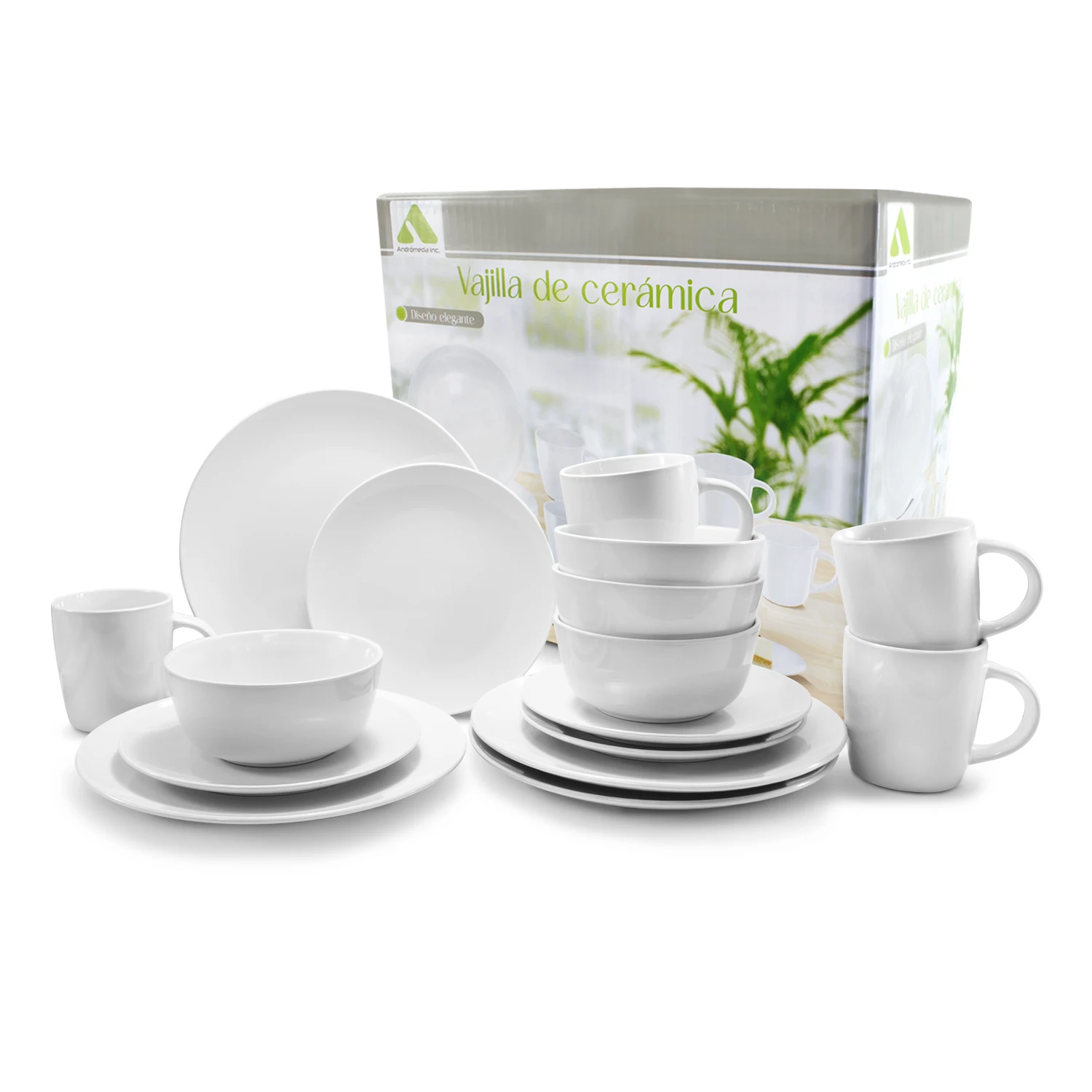 Vajilla de ceramica color blanco 12 piezas