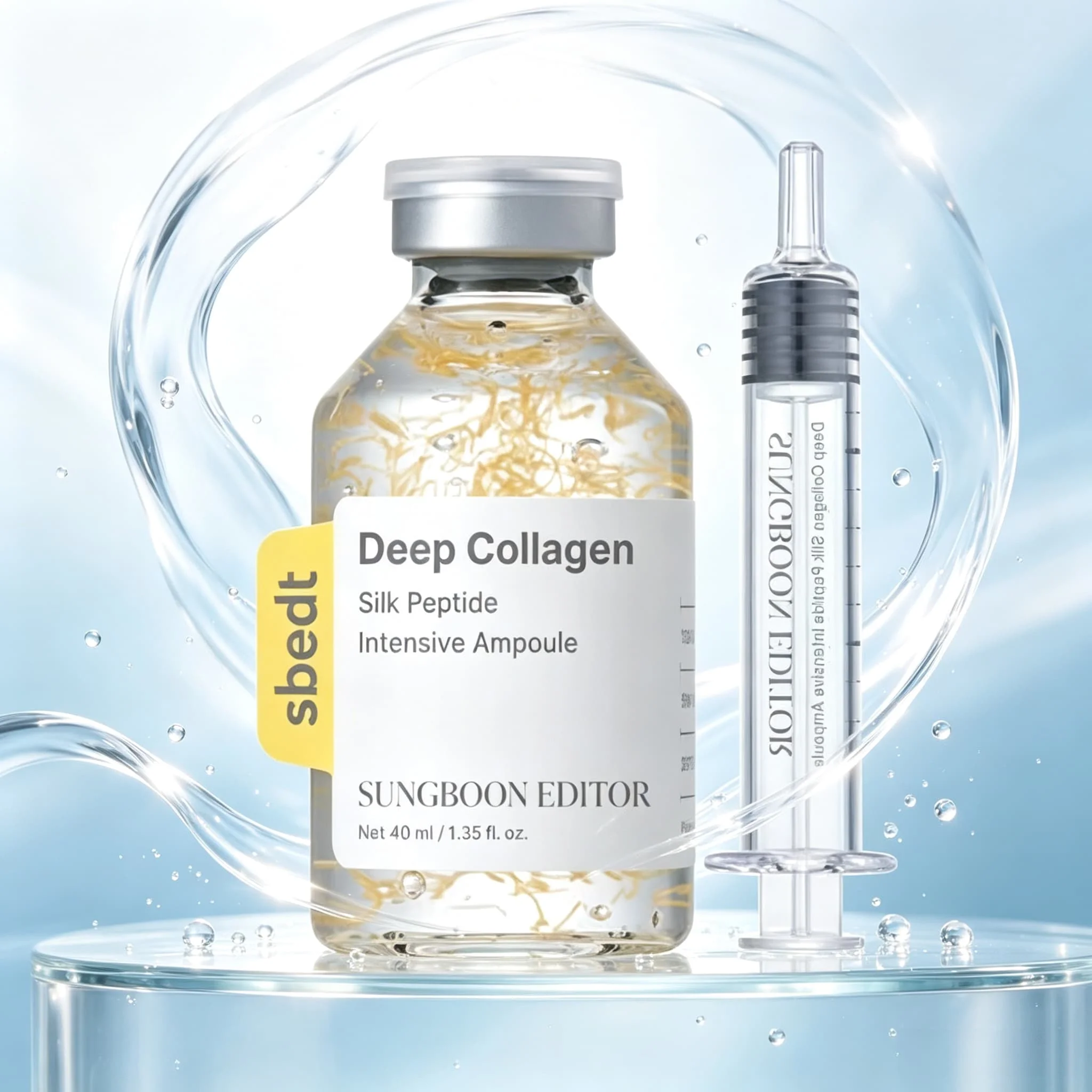 SUNGBOON EDITOR Deep Collagen Silk Peptide Intensive Repair Ampoule 40ml, Silk Peptide+13 Peptide Complex+Collagen Thread Deep Hydrating and Firming, 72 Hour Moisturizing, Suitable for Dry and Loose Skin, Essential for Daily Skincare