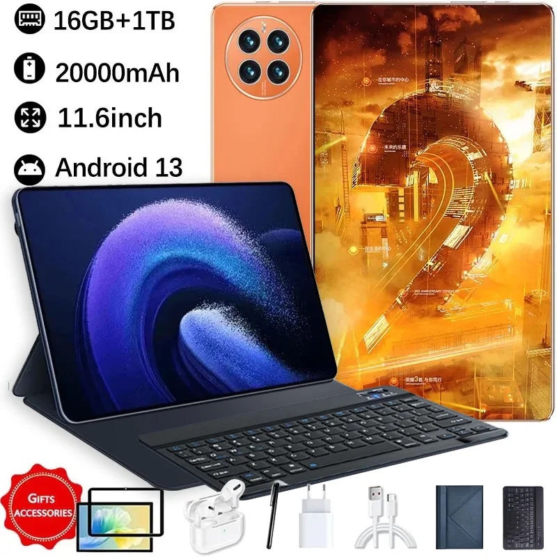 2024 Tablet Android 20000 mAh Global version  16GB+1TB New Network 11.6 inch 14 Core Android 13.0  Wifi Tablet