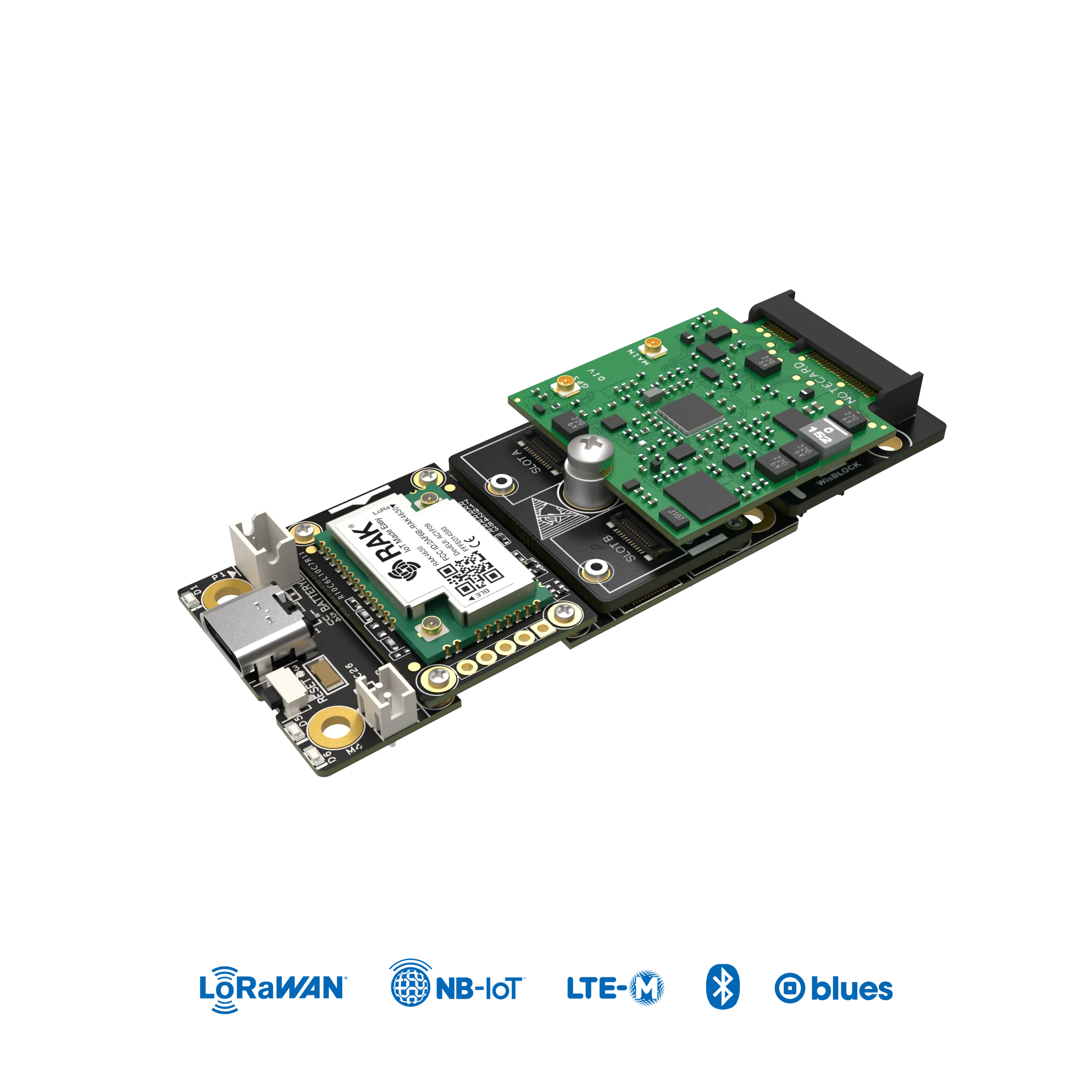 

Blues.ONE - LTE-M NB-IoT GSM LoRaWAN Device based on nRF52840, SX1262 and Blues.IO Notecard. Arduino compatible