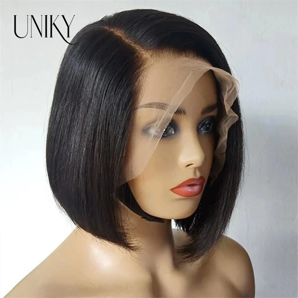 

Cheap Straight Human Hair Wigs Side Part Bob Wig Lace Frontal Wig With Baby Hair Brazilian Virgin Hair perruque cheveux humain