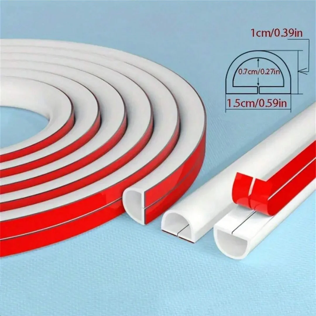 1PC 1m/2m/3m Long 15mm Wide PVC Cord Management Channel, Invisible Decorative Wire Cover, Anti-Step Protector, Adhesive Soft Cab
