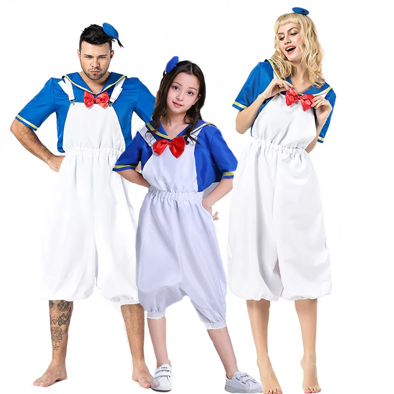 Adult Kids Navy Sailor Duck Costume for Parent-Child Family Halloween Costumes Cosplay