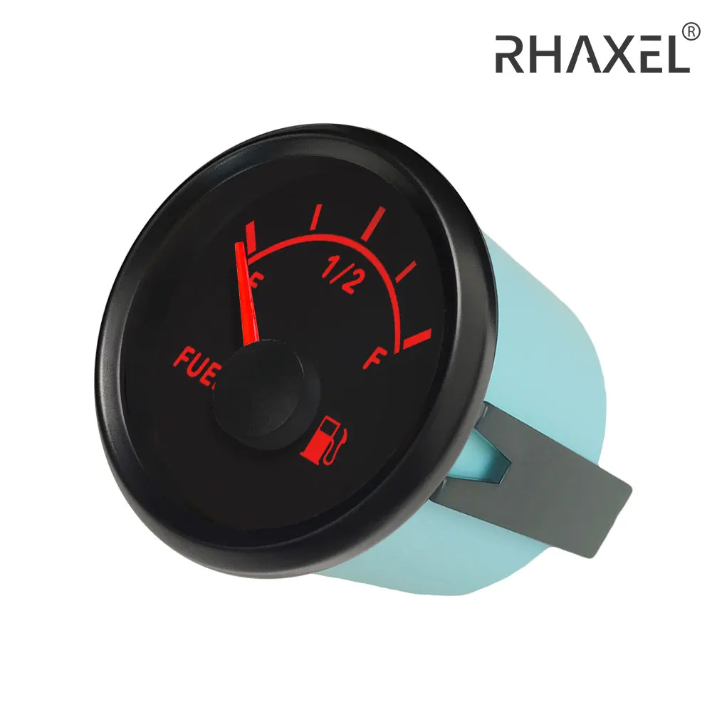 RHAXEL Waterproof 52mm Fuel Level Meter 0-190ohm with Red Backlight 9-32V for Car Boat Trucks Level Sensor 150-175mm