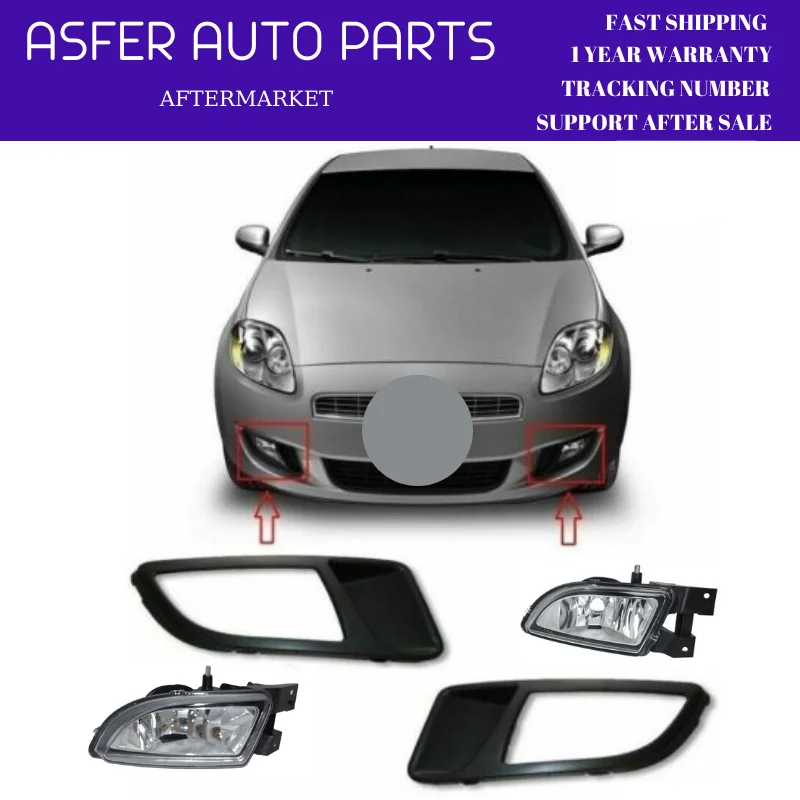 Front Bumper Fog Light and Cover For Fiat Bravo 2007-2014 Left Right Set 735441595 735441596 51775550 51827372