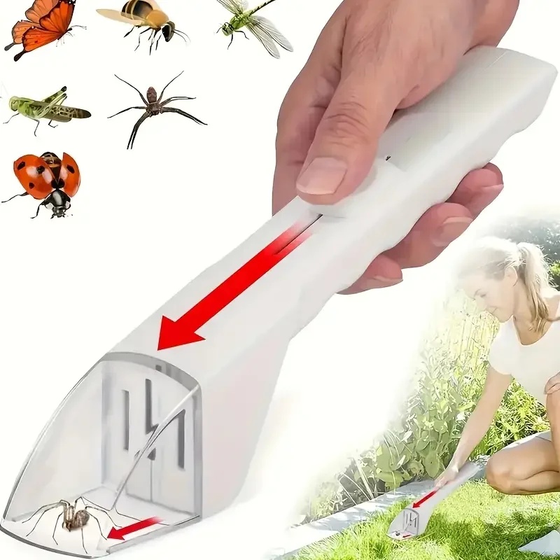 1 Handheld Insect Catcher - Clear Window Net for Bees, Flies and Spiders - No Electricity Required, Safe Release