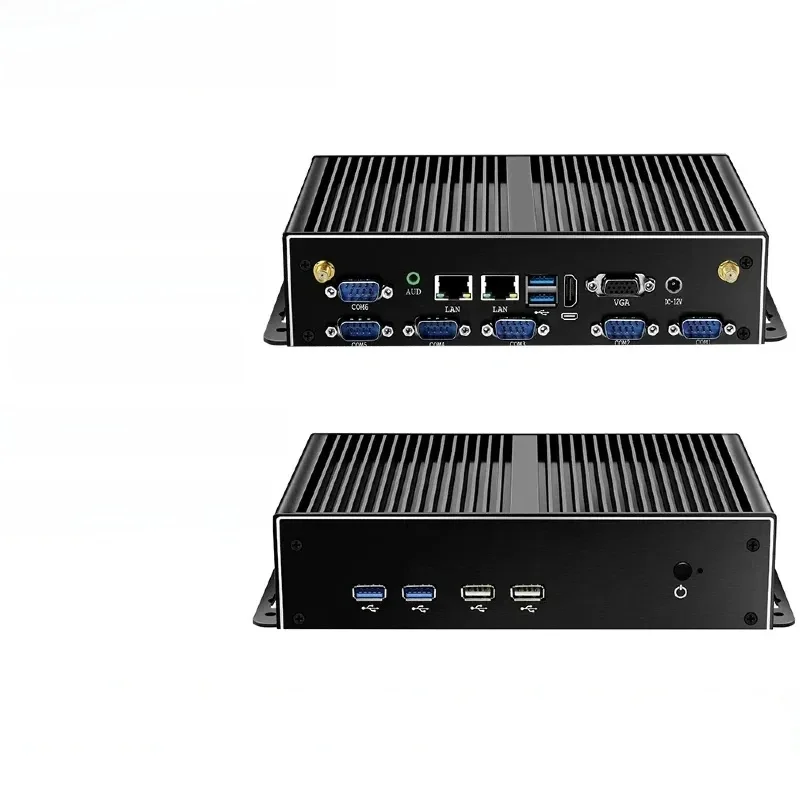Mini komputer przemysłowy bez wentylatora Dual LAN 6*COM 4G LTE Core i5 4200U i7 4500U J1900 HD WiFi 6*RS232 RS485 Windows 11 Linux Komputer — zdjęcie 2