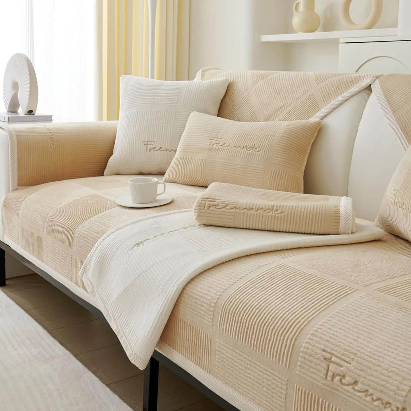 Sofa- en bankhoes, superzacht warm fleece dekentje, geschikt voor 1/2/3-zits, L-vorm, U-vorm & hoekbank. Honden- en kattenvriendelijke bankbeschermer, anti-kras hoes