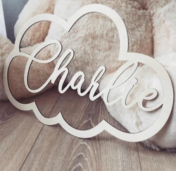 First name in Wood| cloud I Birth | gift| | customization deco room | personalized first name| baby room I cloud frame