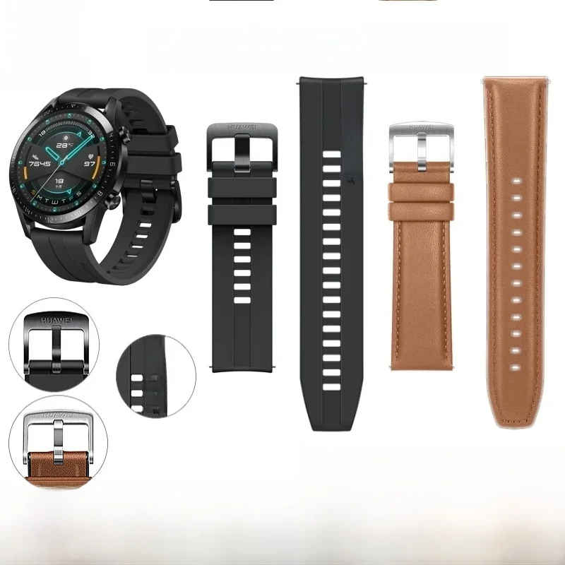 Oryginalny pasek do zegarka Huawei GT2 46mm z gumy FKM, 22mm, oryginalny skórzany pasek Huawei GT, pasek do zegarka z nierdzewnej stali w stylu mediolańskim. — zdjęcie produktu 6