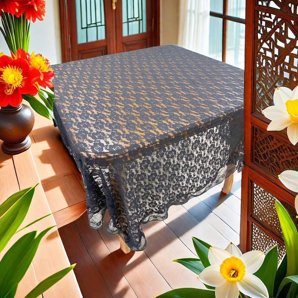 

Hand-Sewn Lace Embroidered Lace Sofa Cover with Cloth Tablecloth Livingoom Restaurant Cafe Art Style