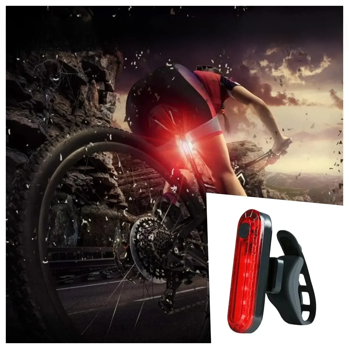 AliExpress USB Rechargeable LED Bike Tail Light Bright Bicycle Rear Cycling Safety Flashlight 4 Light Mode