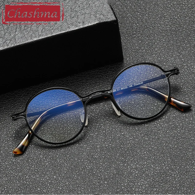 Chashma Round Pure Titanium Prescription Glasses for Men's Optical Eyewear Quality Eyeglasses Small Face Frames Women Spectacles