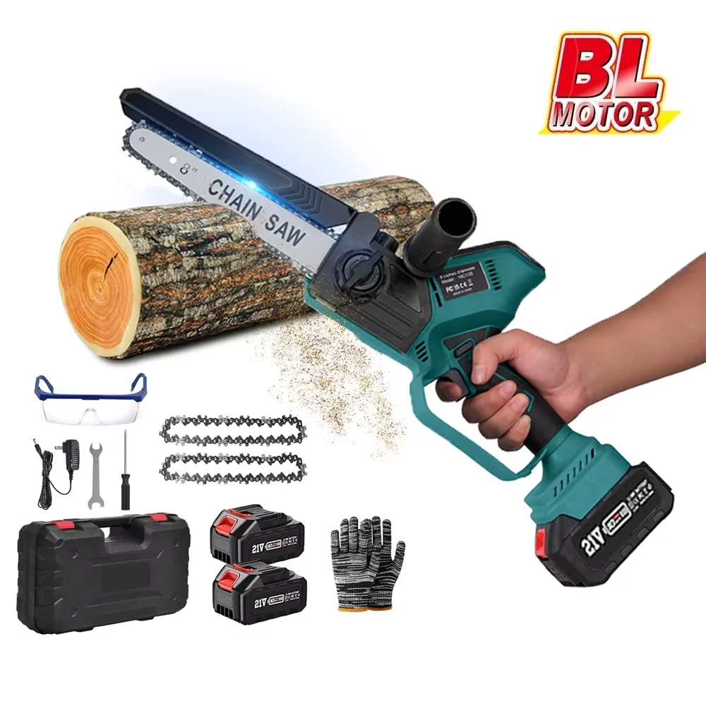 3000W Electric Chainsaw 8 Inch Rechargeable Woodworking Saw Handheld Pruning Loging Saw Garden Power Tool for Makita Battery
