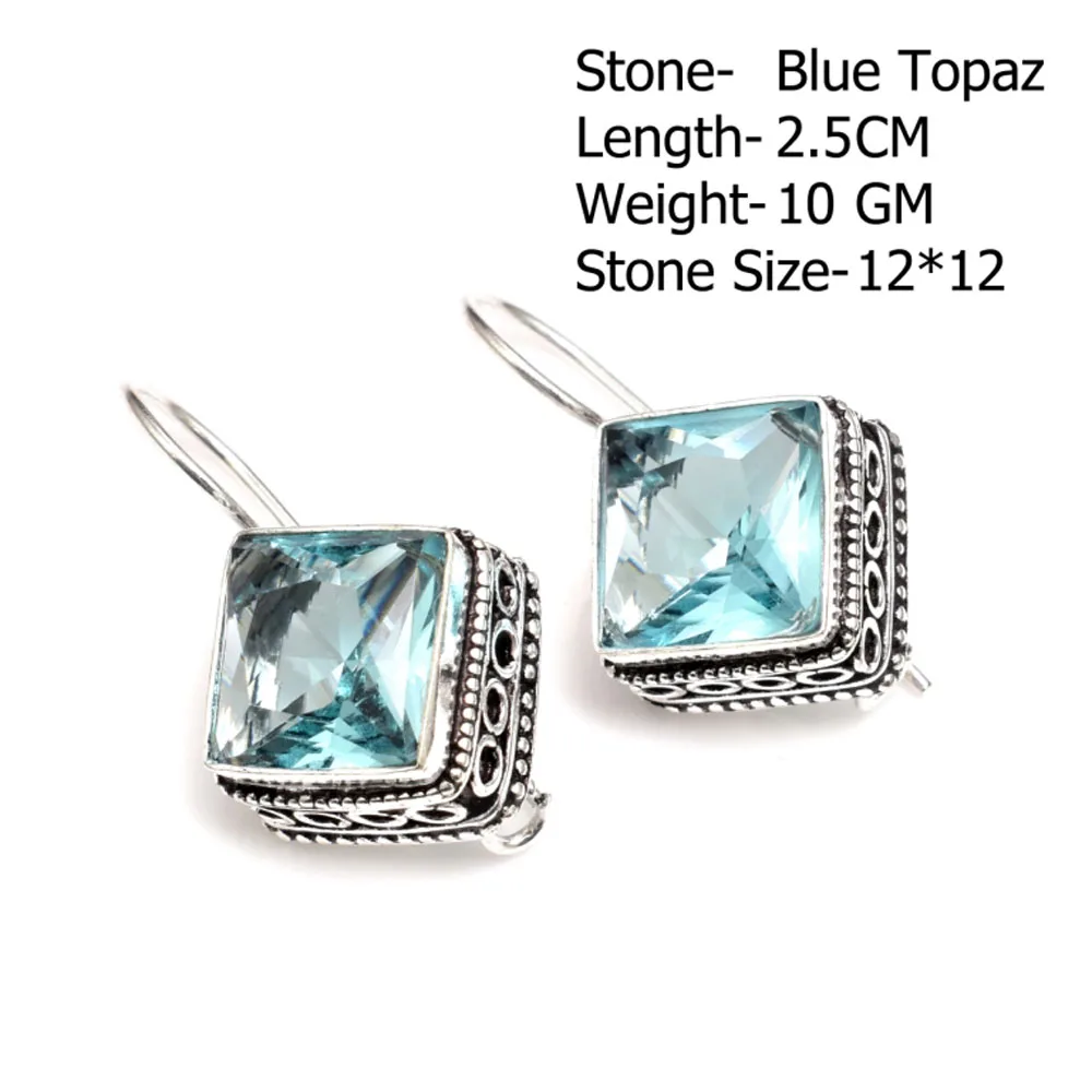 Genuine Tanzanite Blue Topaz Amber Citrine Bi-Color Tourmaline   Silvers Overlay on Copper Earrings