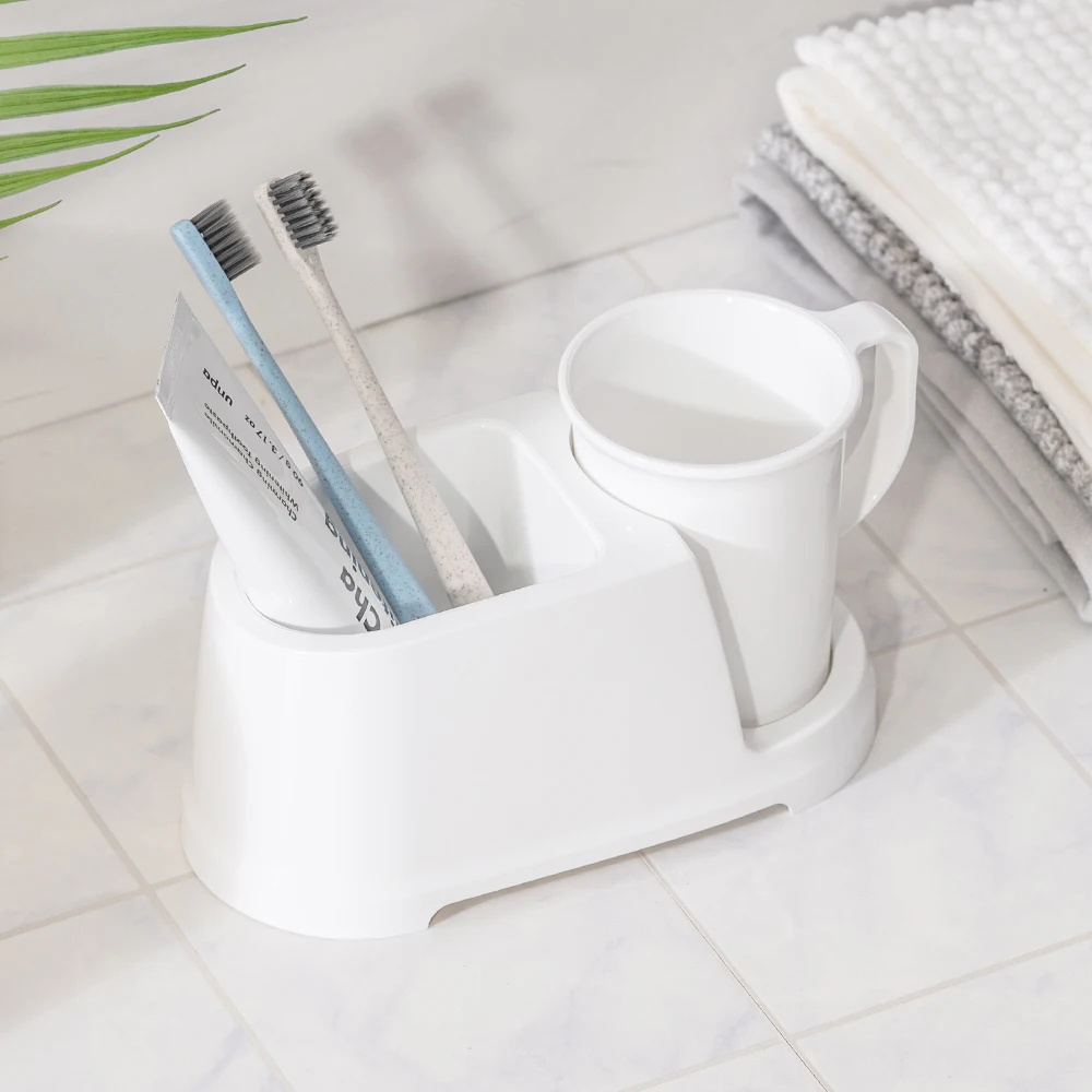 Blanc Toothbrush Holder and Rinse Cup organized hygienic practical