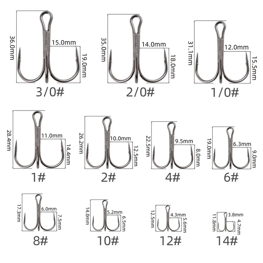 for Fishing Tackle High Carbon Steel Triple Fish Hook With Thorns Fishhook Fihing Goods Hooks Articles Tools Accessories Sports