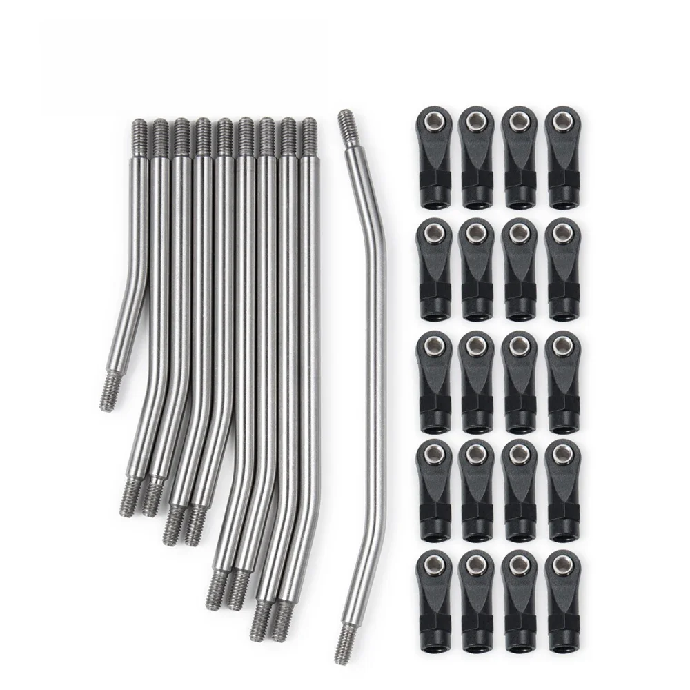 Zestaw łączników układu kierowniczego ze stali nierdzewnej YEAHRUN do Axial SCX10 II 90046 III Gladiator o rozstawie osi 313/324/353 mm, samochód RC 1/10 — 2