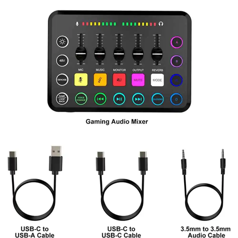 

F11 5-канальная живая звуковая карта, микшер потоковой передачи, звуковая карта, аудиомикшер, профессиональная студия для игр, голосовой подкаст, прямая трансляция