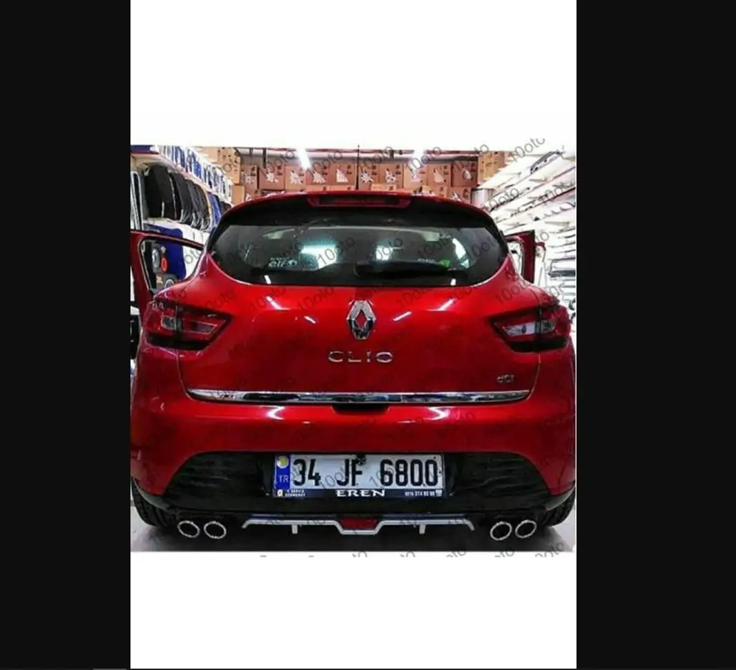 For Clio 4 Diffuser 4 Outlet Rear Bumper with Exhaust Look - Universal Splitter Shinny Body Kit Spoiler Wings Auto Styling Car