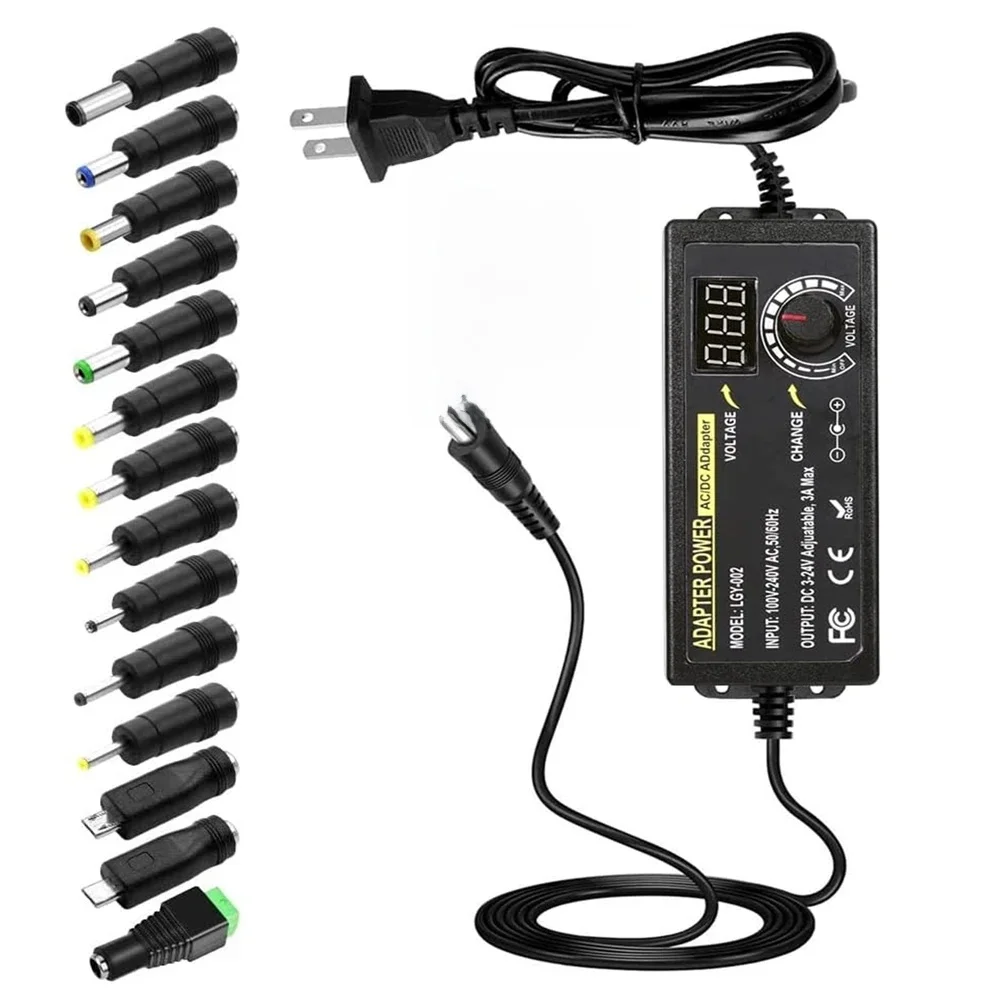 Regulowany zasilacz 3V-24V 3A 72W, wielonapięciowy 100V-240V AC na DC 9V 12V 15V 16V 18V 19V 20V, zasilacz AC/DC z regulacją napięcia. — zdjęcie produktu 7