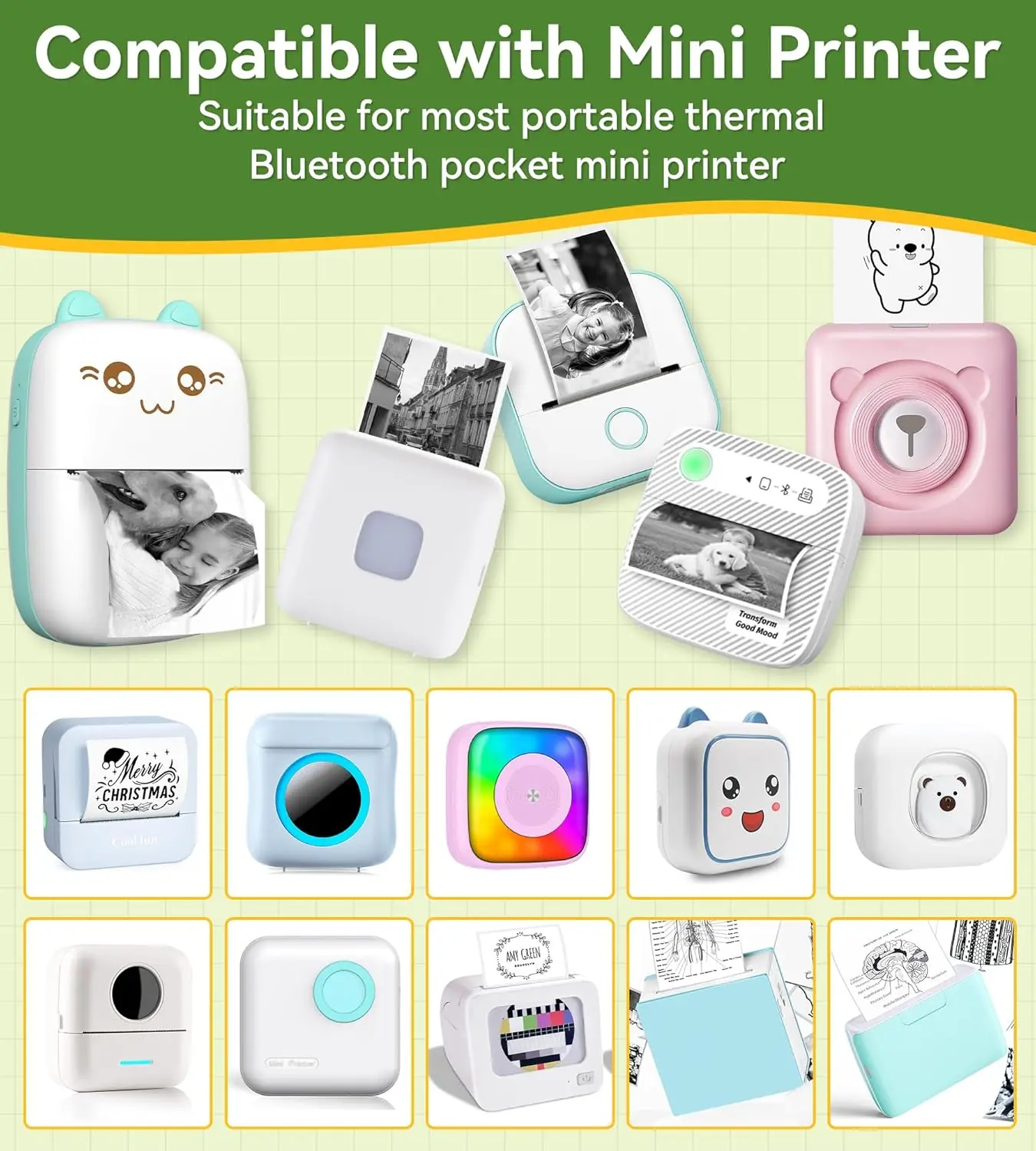 أوراق الطابعة الحرارية 57 مللي متر أوراق حرارية ذاتية اللصق HD طابعات ملصقات ملونة للطابعة المحمولة الصغيرة بدون حبر