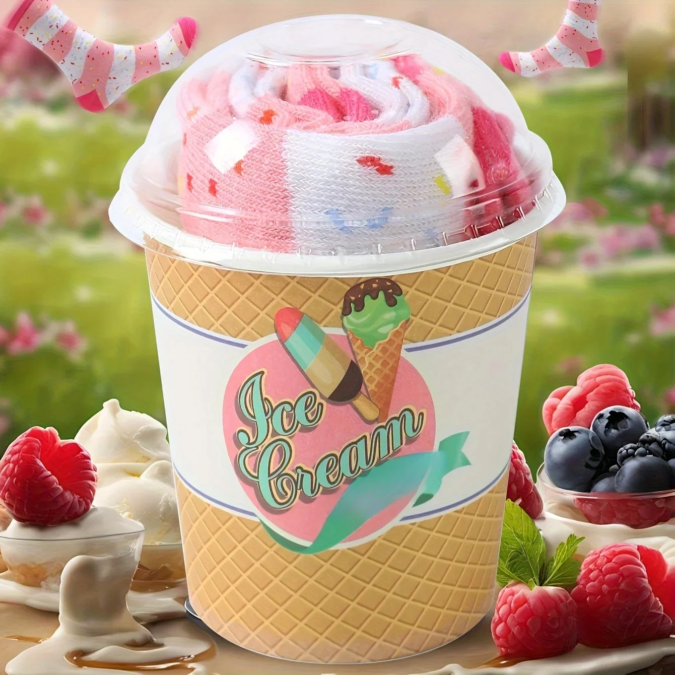 Chaussettes élégantes à motif de crème glacée pour hommes et femmes, adaptées à toutes les saisons, cadeau unique et intéressant, 1 paire