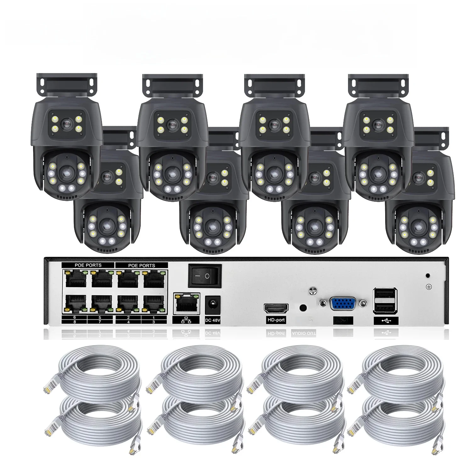 XMEYE Waterdicht 6MP HD POE Bewakingscamerasysteem Dual Lens PTZ POE IP Home Security 4CH 8CH POE NVR Video H.265 CCTV Kit - afbeelding 2