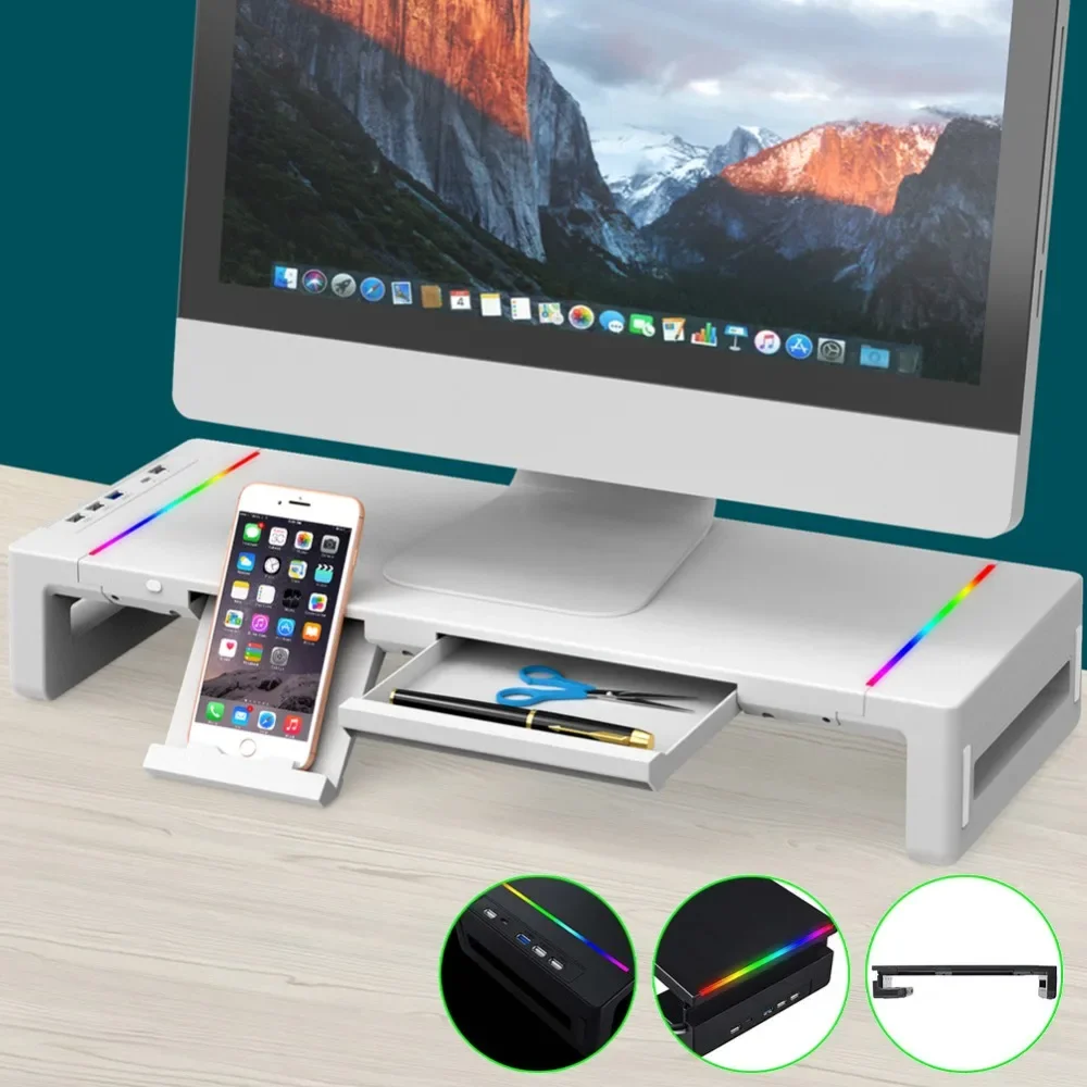 Multifunktions-RGB-Computer monitor steht faltbar mit USB 3,0 Port Tastatur Maus ablage und