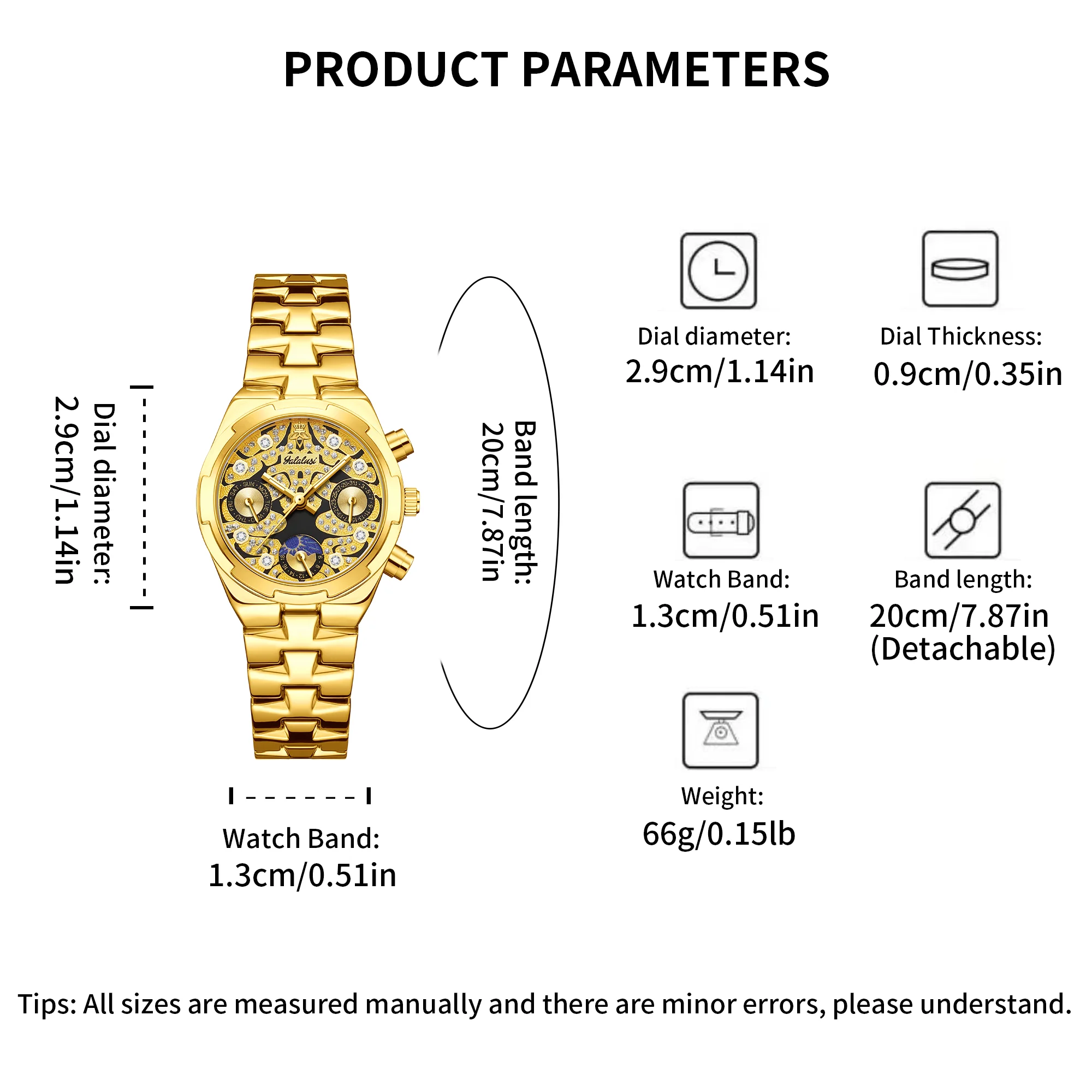 ساعة يد كوارتز جديدة فاخرة وعصرية من العلامة التجارية YaLaLuSi تتميز بتقويمًا، ومضيئة، وعرض نهاري، والمزيد من هدايا الهالوين