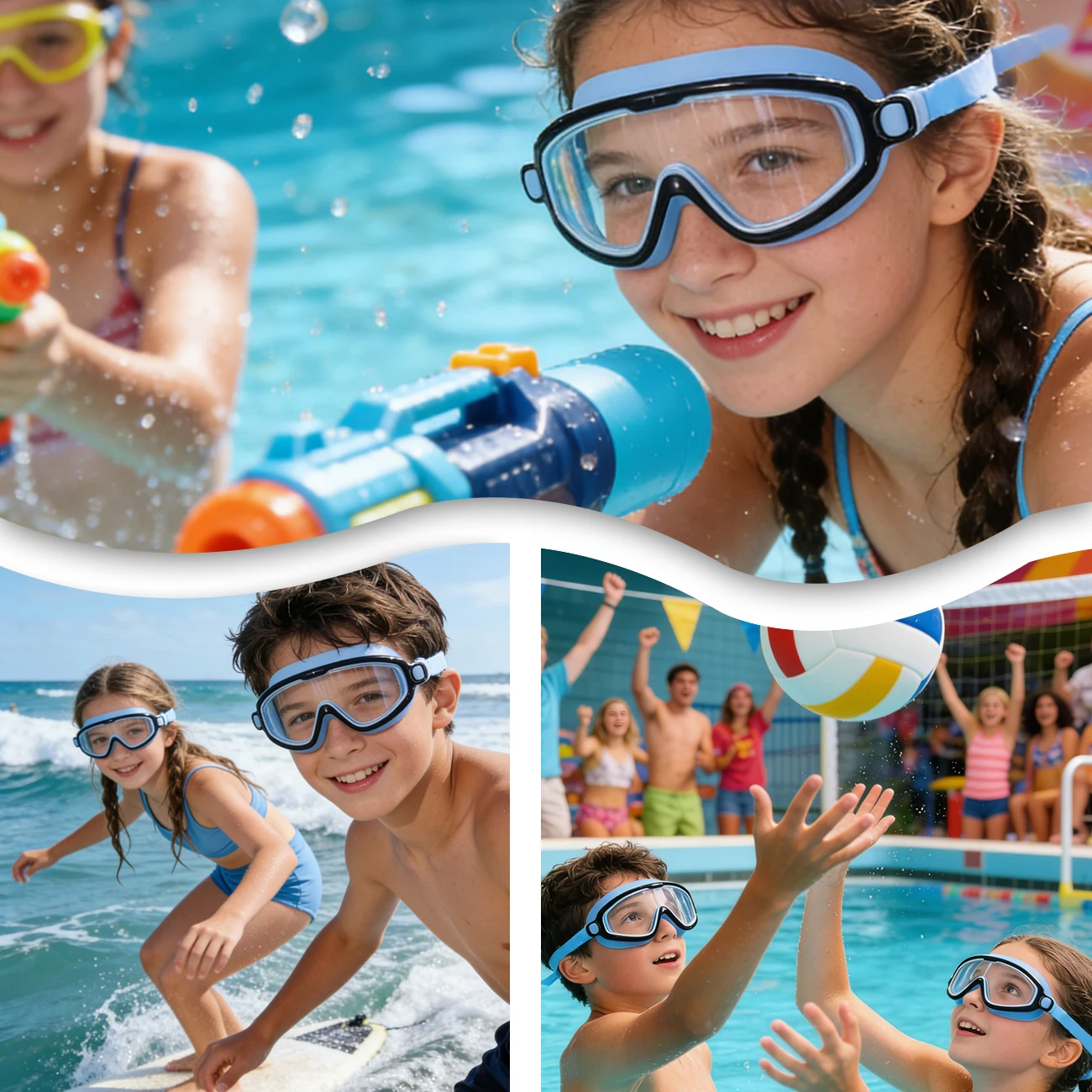 1PC Children's Large Frame Waterproof and Anti Fog Swimming Goggles,2026 Summer Wide View Swimming Goggles for Kids Boys Girls view 4