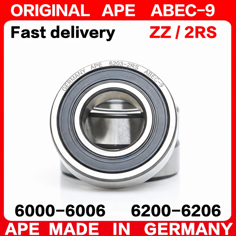 2Pcs ABEC-9 Bearing 6202 6201 6203 6204 6002 6003 6004 6000 6001 6005 6200 6205 6204 6005 2RS RS DDU LLU Precision deep groove ball bearing