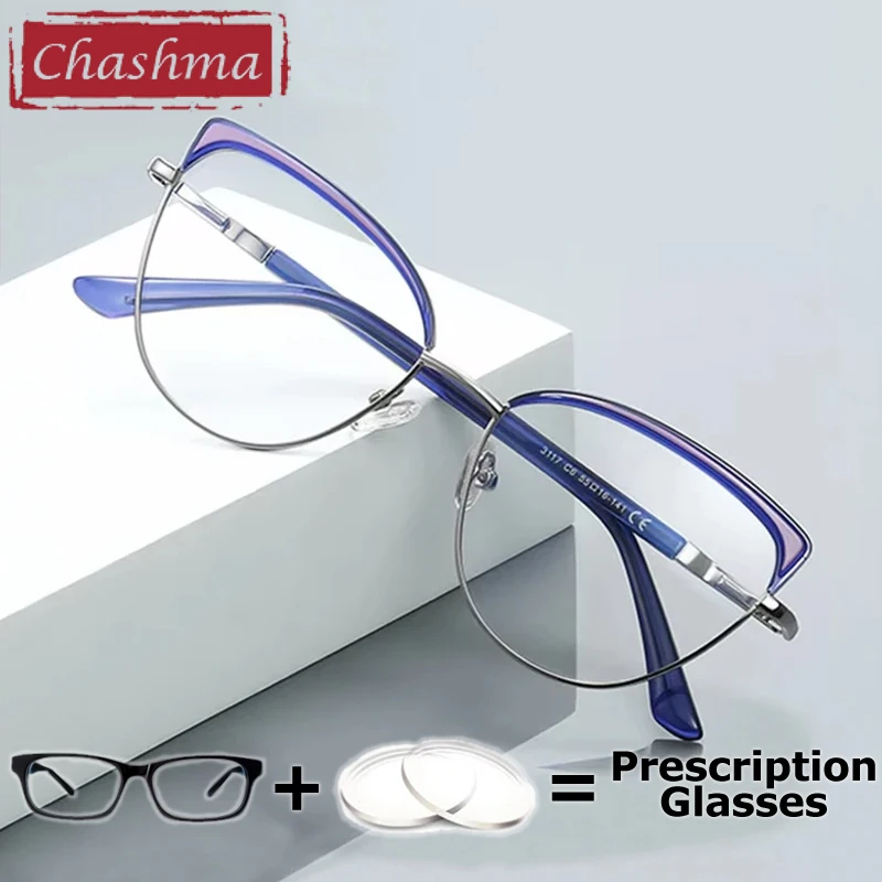 

Chashma Prescription Glasses Women Fashion Cat Eye Myopia Eyewear Progressive Eyeglasses Frames Spring Hinge Reading Spectacles