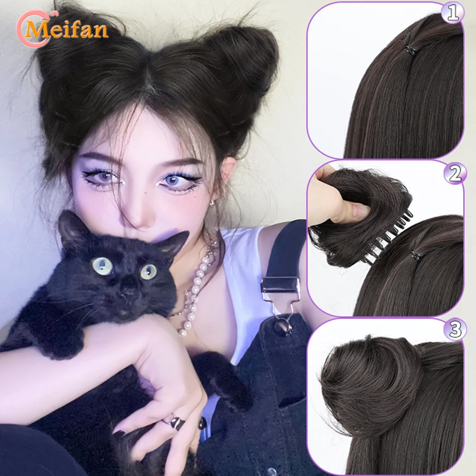 MEIFAN syntetyczny pazur Chignon doczepiane włosy pleciony górny węzeł przyrząd do koka z włosów akcesoria Messy prosto Chignon Clip-in Updo pączek