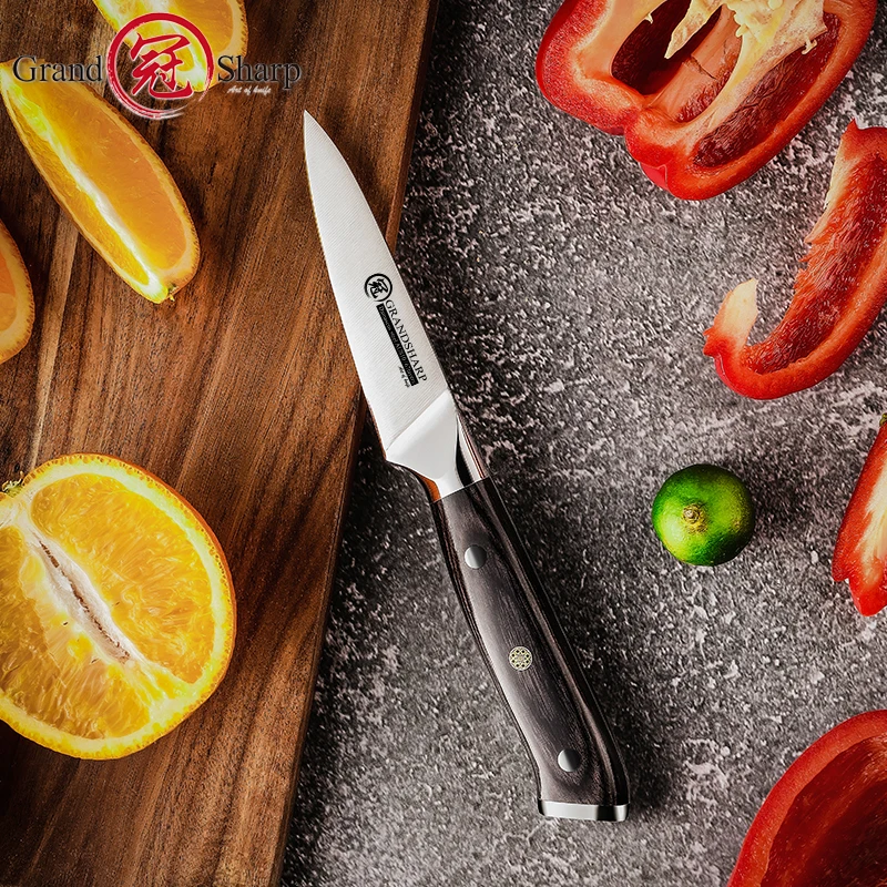 Premium Quality Paring Knife 1.4116 High Carbon German Stainless Steel Pakka Wood Black Handle Fruits Vegetables Cutting