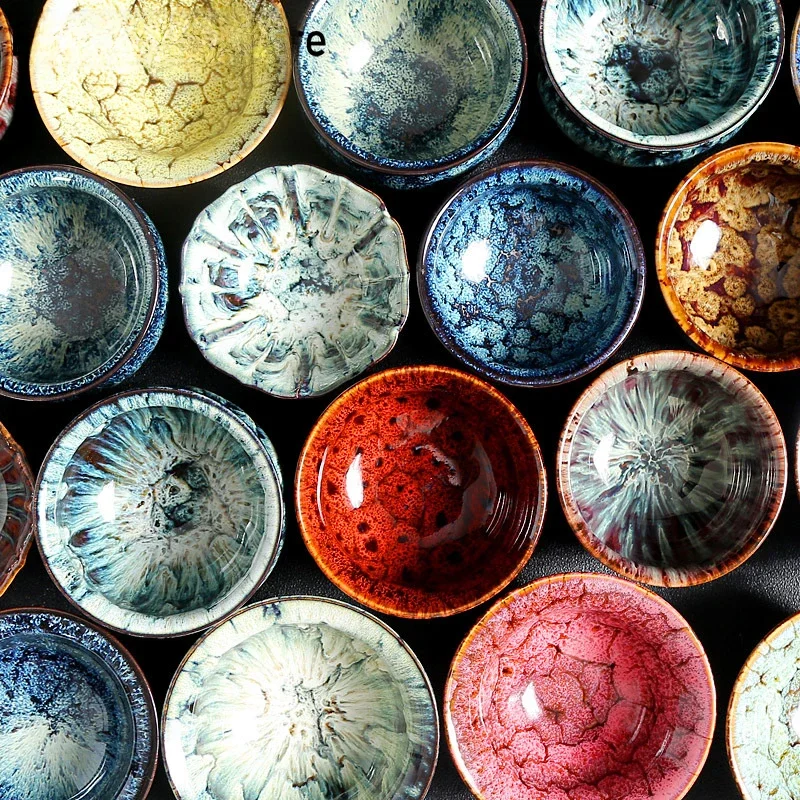 Grande tasse à thé en porcelaine multicolore, four no.be, glaçure Kung Fu Temmoku, céramique, maître japonais, rétro, unique, standard du thé, 1 pièce