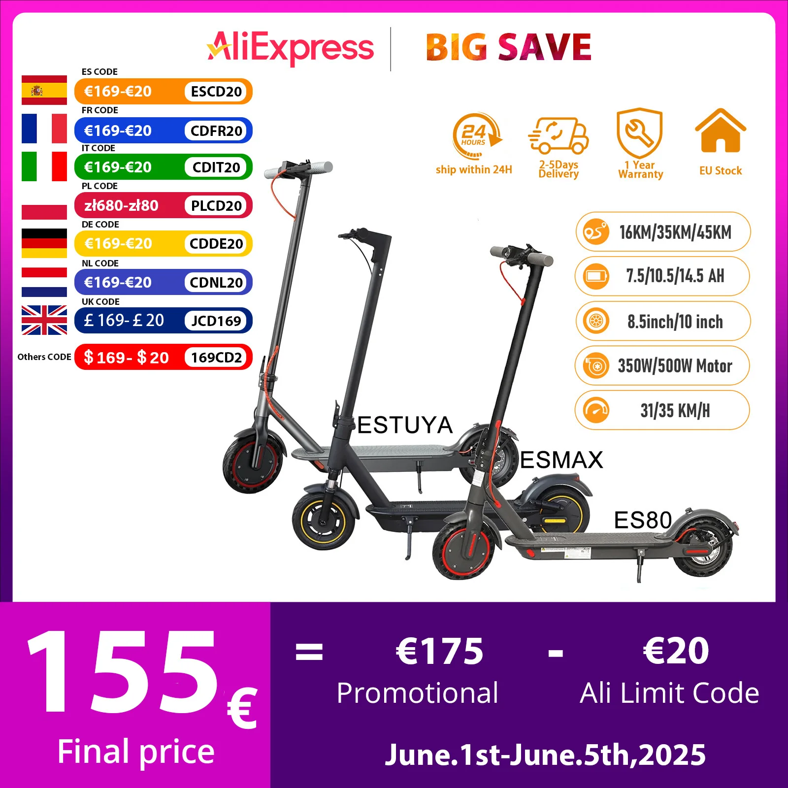 JUICEASE Tragbarer Elektroroller 16/45 km Smart APP 31/35 km/h Schnelle Geschwindigkeit 350 W/1000 W