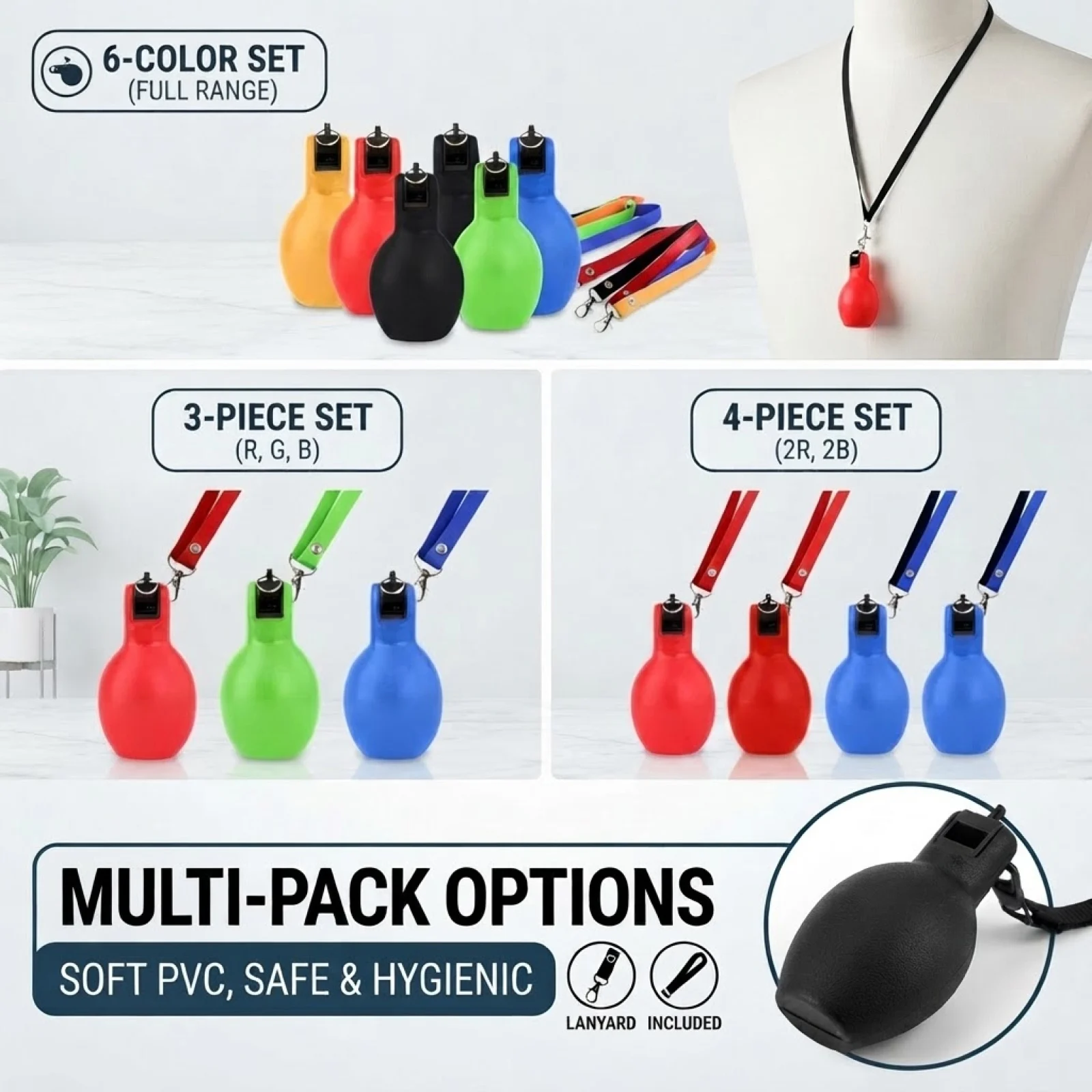 3Pcs/4Pcs/6Pcs Compress Whistle w/ Neck Strap Portable Compress Whistle with Lanyard Sturdy Simple for Coaches Sports Training
