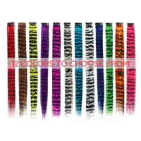 3pcs/set Stripe Printed Hair Colorful Long Straight Hair Pieces Synthetic Clip-in Hair Extensions for Daily Use Party Halloween 4