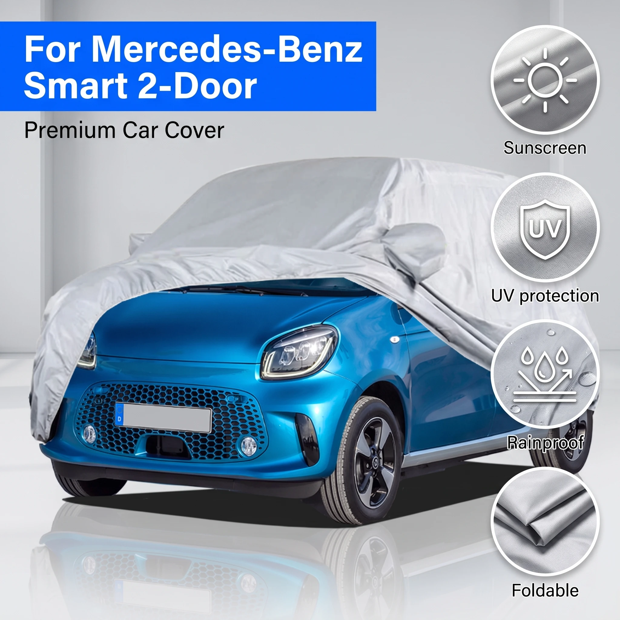 Autoabdeckung für Mercedes-Benz Smart 2-Türer, staubdichte Auto-Schutzhülle, staubdicht, regen- und schneefest, wasserdicht