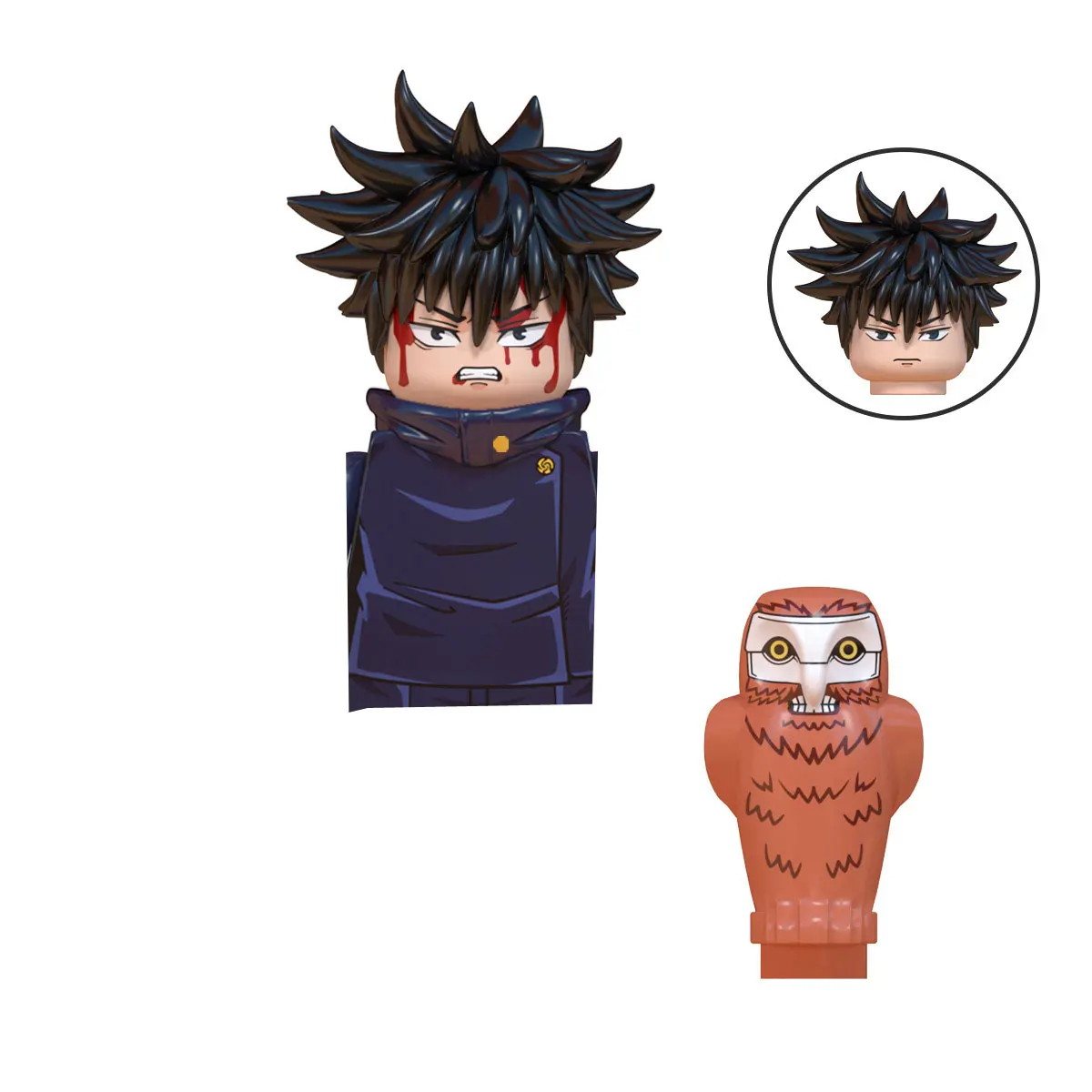 Japanese Anime Jujutsu Kaisen  Building Blocks Satoru Fushiguro Megumi Rogo Mini Action Cartoon Doll Model Children\'s Toy Gifts